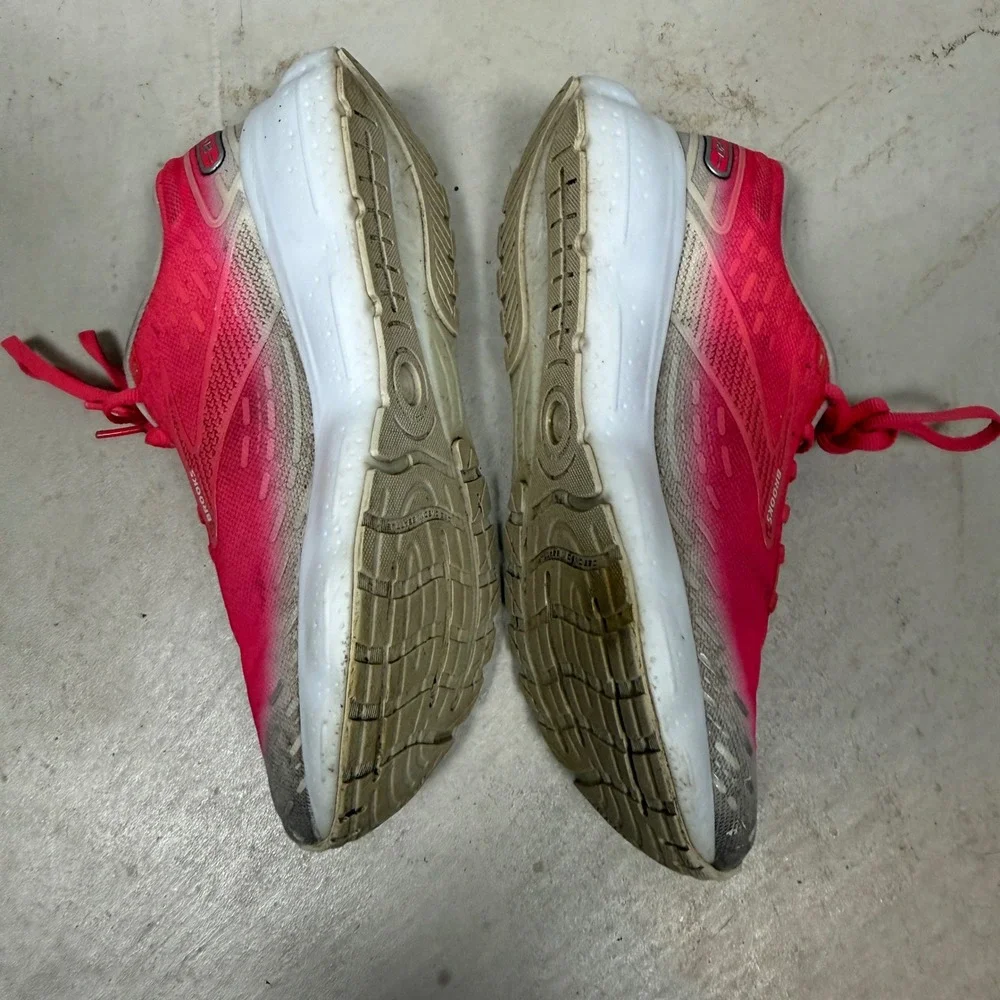 Brooks Glycerin 20 Womens Pink White Running Shoes 1203691B672 Size 10 Medium B